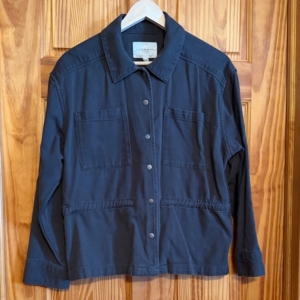 Lucky Brand gray/Green Utility Jacket with a Cinch Waist